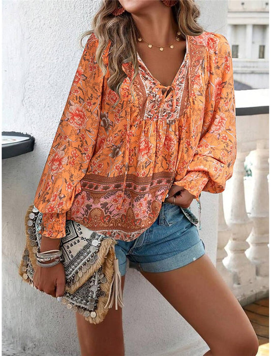 Boho gebloemd kanten shirt voor de zomer - Mirjam