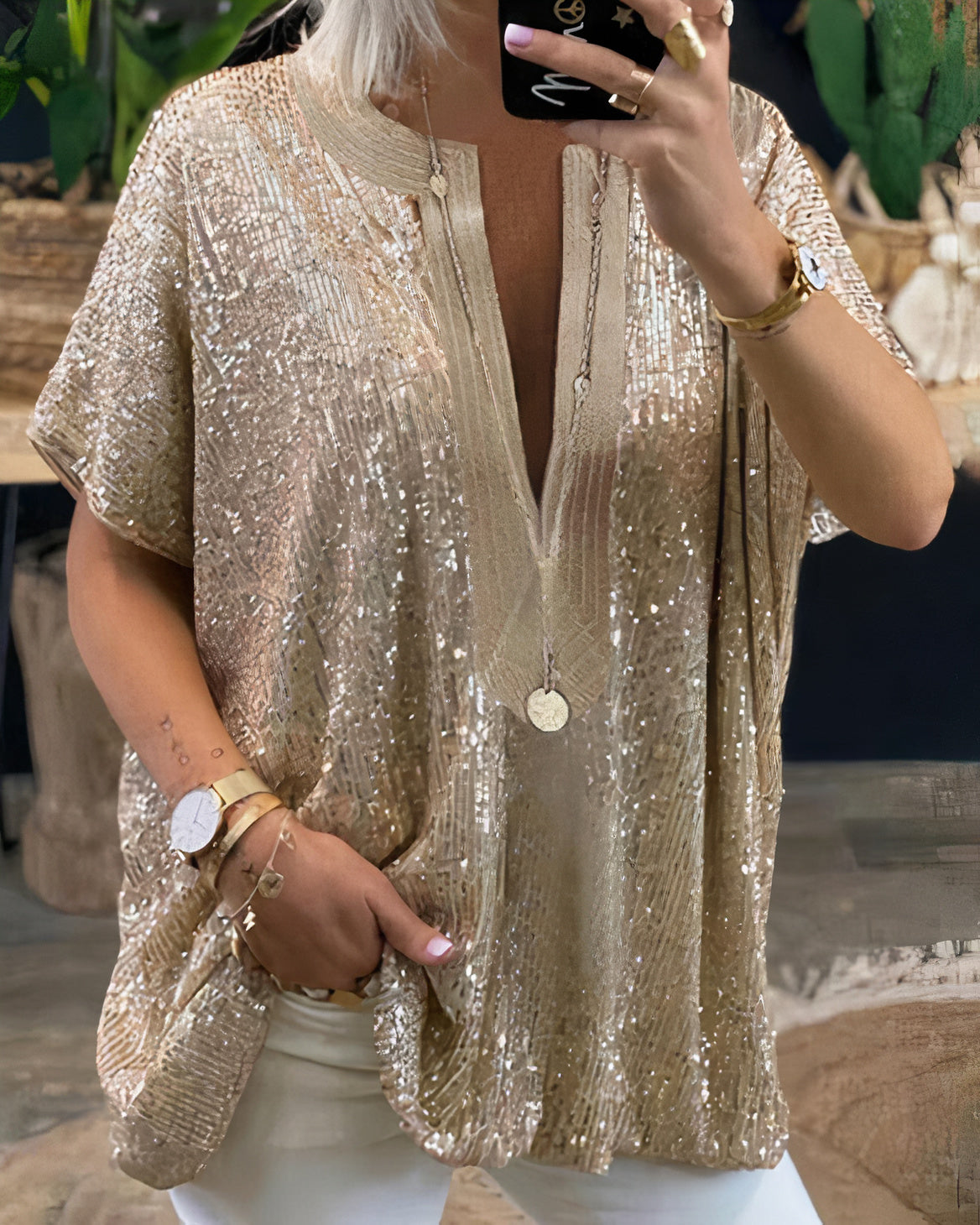 Elegante paillettenblouse voor dames - Lotti