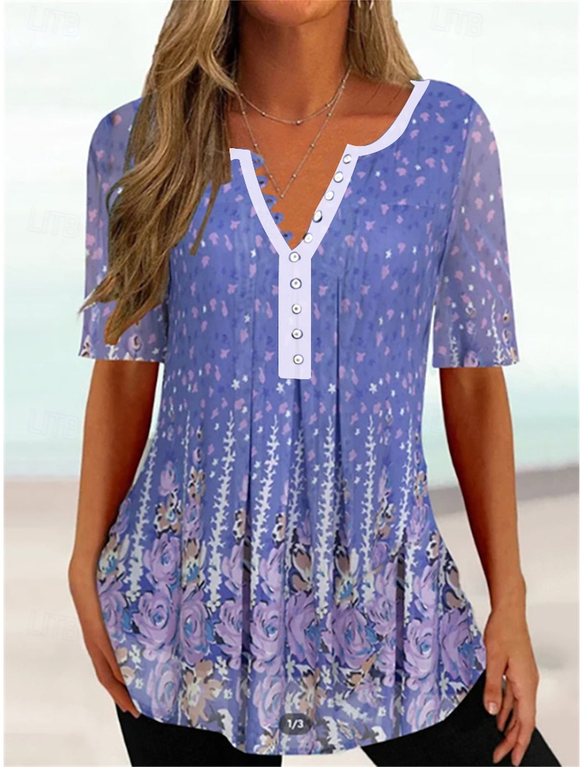 Vintage zomershirt met bloemenmotief - Trix