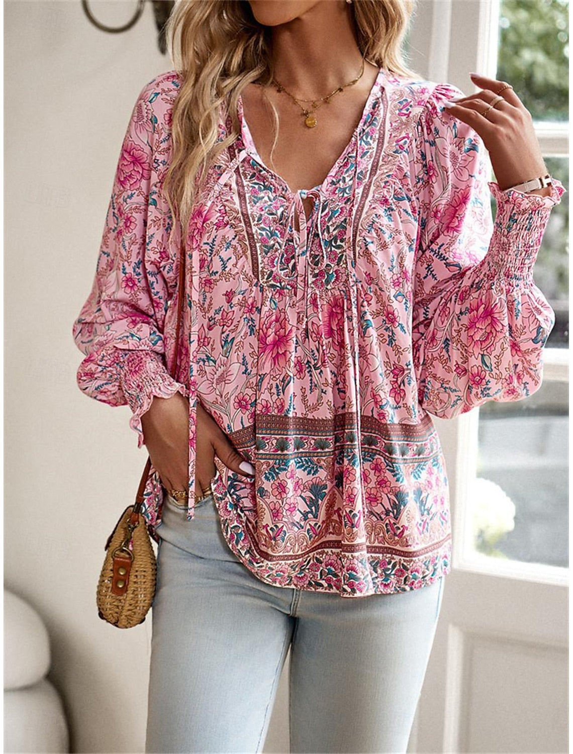 Boho gebloemd kanten shirt voor de zomer - Mirjam